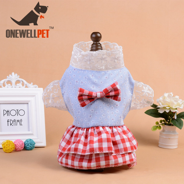 Wedding Decoration Dress Lace Princess Lattice Dress With Bowknot And Lattice Is Suitable For Teddy And Other Small Pet Dogs