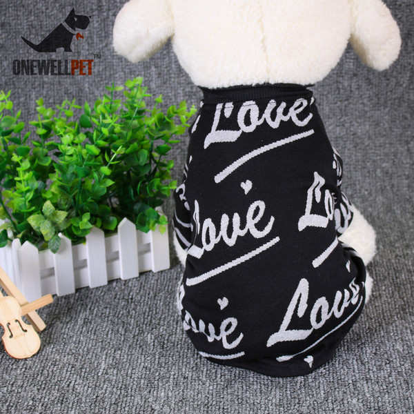 Onewellpet Brand High Quality Cotton T-shirt Of Two Colors With And English Word Of Love For Teddy And Other Pet Dogs