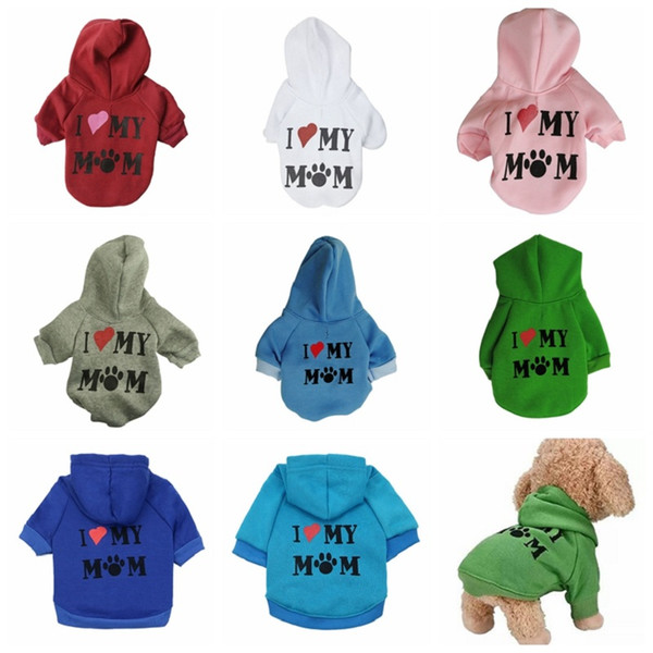 Pet Puppy Sweater i love my mom dog hoodie Printed Hooded Sweatshirt for Small Dog Pet