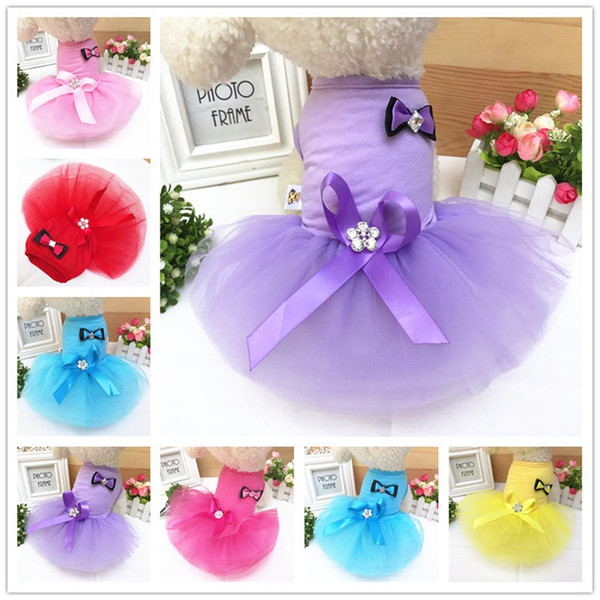 Pet Dogs Clothes Bow Dress Soft Lace Colorful Luxury Exquisite Dog Apparel Wedding Clothing Spring And Summer Style High Quality 8 8hbE1