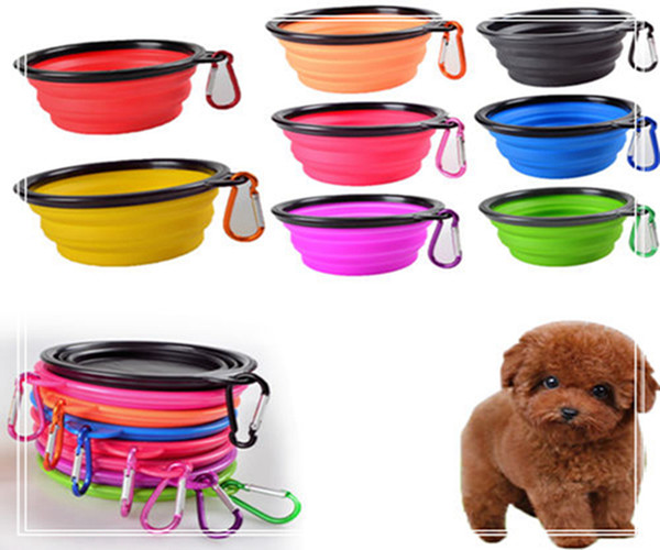 Travel Collapsible Pet Dog Cat Feeding Bowl Water Dish Feeder Silicone Foldable 7 Colors To Choose DDA390