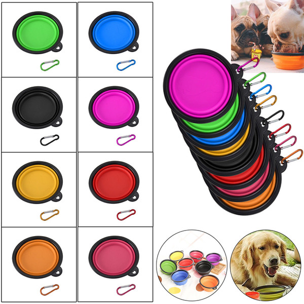 17 colors Portable Silicone Collapsible Dog Cat Bowl Puppy Pet Feeding Travel Bowl Foldable Pet Food water Bowl Feeder Dish w/Hook b1139-1