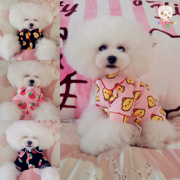 Love Pet Dog Cat Jumpsuit Pajamas Pink Soft Feeling Shirt Button Sleepwear Dog four seasons Clothes Puppy Apparel