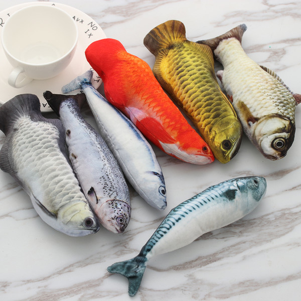 Brand New Lovely Artificial Fish Plush Pet Cat Puppy Dog Toys Sleeping Cushion Fun Toy Cat Mint Catnip Toys Gadget