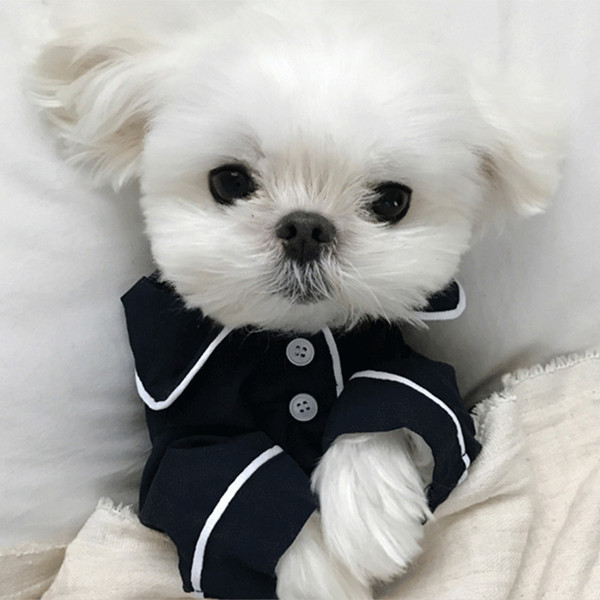 Small Dog Supplies Apparel V Secret Pet Puppy pajamas button Black White Blue Pink Clothes poodle Bichon Frise bulldog Softfeeling Shirts