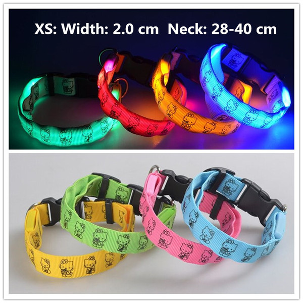 A51 Pet LED Collar Puppy led Necklace Night Safety Glow Flashing Dog Cat Collars 2.0 width XS led collar for small pets