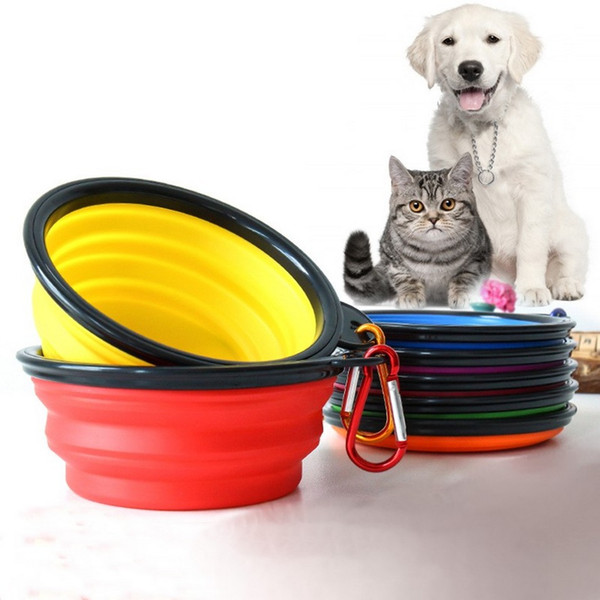 Travel Collapsible Pet Dog Feeding Bowl 9 Colors 13*9*5.5CM Silicone Cat Water Dish Portable Outdoor Puppy Feeder 80 Pieces DHL