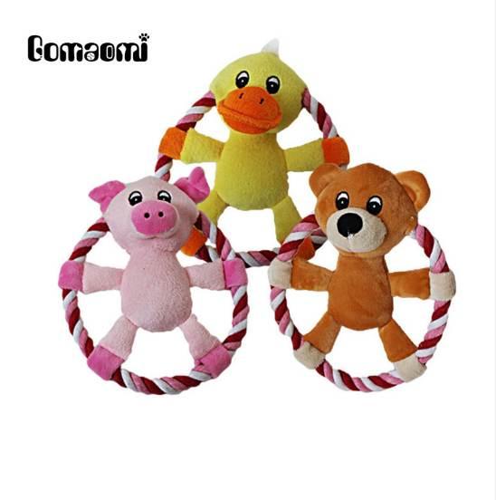 1Piece Gomaomi 16cm Animal Pattern Frisbee Flying Discs Pet Dog Toy Rope Ring