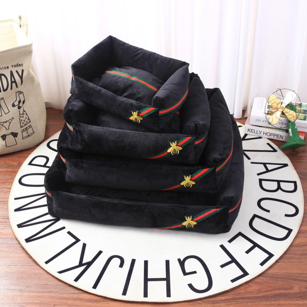 Brand Bees Pet Bed Soft Solid Color Dog Kennel Teddy Sleep Warm Soft Bed Puppy Cat Mat Pad House Supplies For Dog S-XL