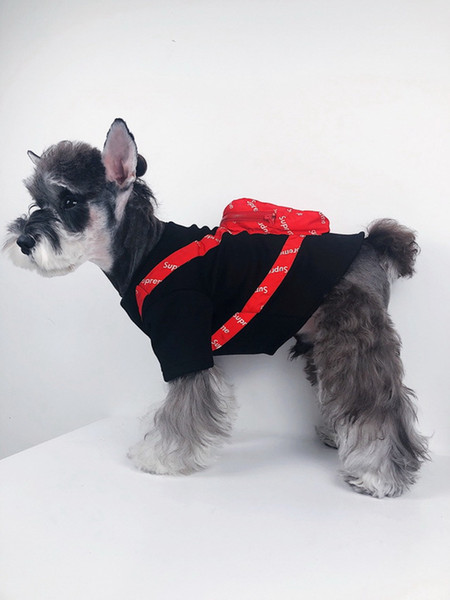 SUP Cute Pet Clothes With Bag Fashion Black Hoody Luxury Brand Designer Dog Apparel With Bag Teddy Bulldog Schnauzer Apparel