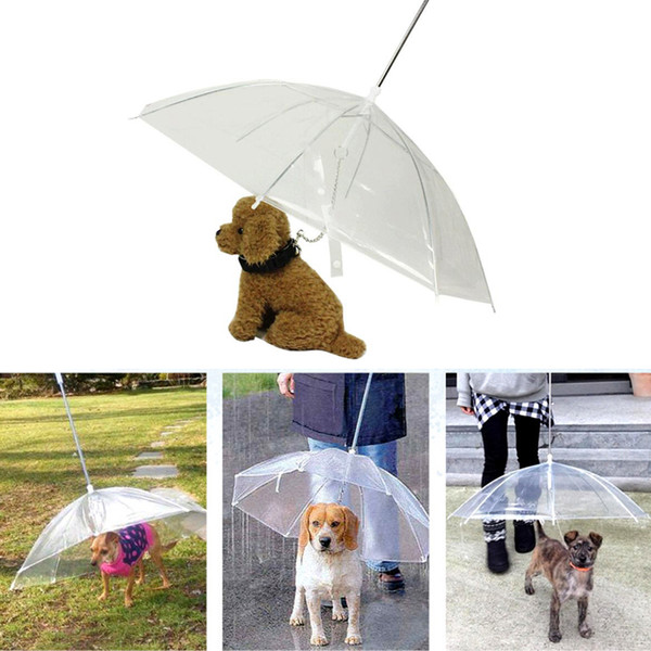 Transparent PE Pet Umbrella Small Dog Puppy Umbrella Rain Gear with Dog Leads Keeps Pet Dry Comfortable in Rain Snowing