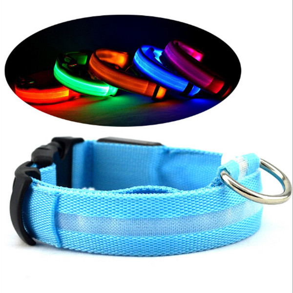 LED Light Flashing dog pet collar Outdoor Luminous Night Safety Nylon Colorful necklace Leash Glow in the Dark battery version