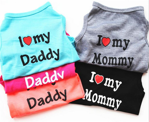 cute Pet Puppy Summer Shirt Small Dog Cat Pet Clothes love Mommy Daddy Vest T Shirt G463