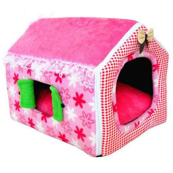 TAILUP 3Colors Cute Princess Style Pink Pet House Soft Dog Bed