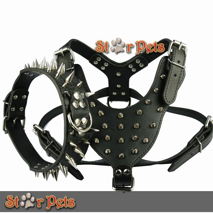 High Quality Spiked Studded Leather Dog Harness Chest 26