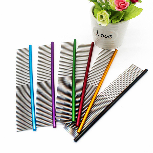 Stainless Steel Open Straight Row Pet Hairdressing Comb Dog Comb Beauty Comb Long Hair Pet Special 19cm