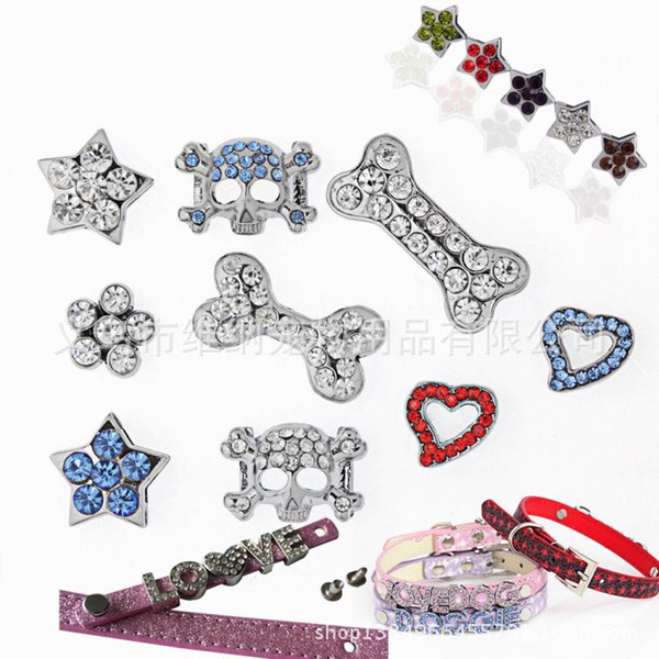 HOT 10mm Rhinestones Personalized Paw Pet Collar Slide Charm! DIY Dog Pet Collar Slide Charm Pet Accessory Pet Fashion Pet Jewelry 500P 525