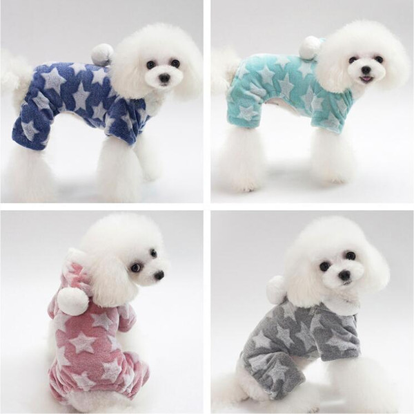 1 PCS dog costume 5 size high quanlity coral fleece pet clothes 4 color teddy poodle autumn winter warm dog apparel