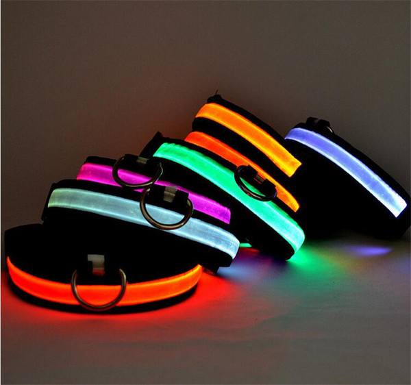 8colors LED Nylon Dog Leash Adjustable Pet Collar Leads Safety Harness Glowing Flashing Chain Puppy Leashes S-XL Size Rope Belt