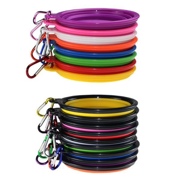 Travel Collapsible Pet Dog Cat Feeding Bowl Water Dish Feeder Silicone Foldable 17 Colors To Choose 500pcs