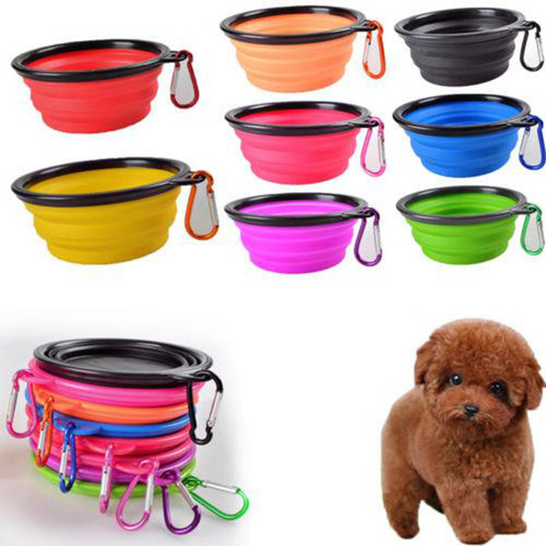 Travel Collapsible Pet Dog Cat Feeding Bowl Water Dish Feeder Silicone Foldable 17 Colors To Choose 80pcs