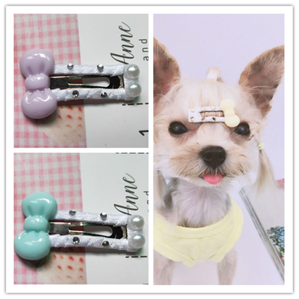 Handmade bow hair accessories 3 CM Dog Cat BB Hair Clips Mini Drops Teddy Yorkshire Dog Hairpin Pet Headdress Dog Hair Accessories