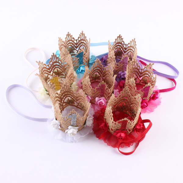 2019 Dog Pet birthday hat cat dog cute Teddy Party hat Lace crown headband lace flower baby headwear hair accessory 7color