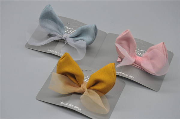 2019 new Dog Grooming hairpin baby Hair Accessories bow Hair Clip Snow yarn rabbit ears little princess cute baby card20pcs/lot