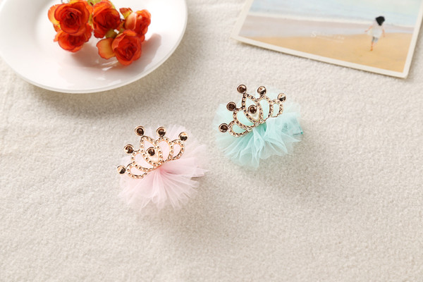 2019 new Dog Grooming Crown tiara hairpin baby mesh ball hairpin Hair Accessories Hair accessories 20pcs/lot