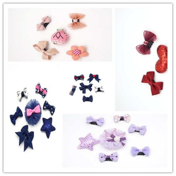 2018 new Pet Dog Hairpin Accessories Handmade Ribbon Grooming Hair Clips suit Hairpin suits combination c115