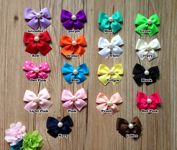 2018 NewPet Cats Grooming Accessories Clips dog cat Hair bow Hairpin headband Pearl ribbed ribbon bow 50pcs/lot