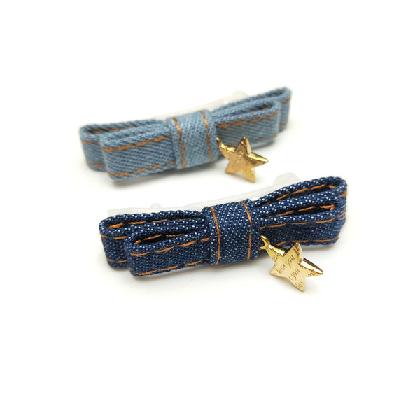 2019 Pets Dogs Grooming Pet Hair Accessories for Dog Cat Handmade headdress Fashion denim bow Hairpin 20pcs/lot