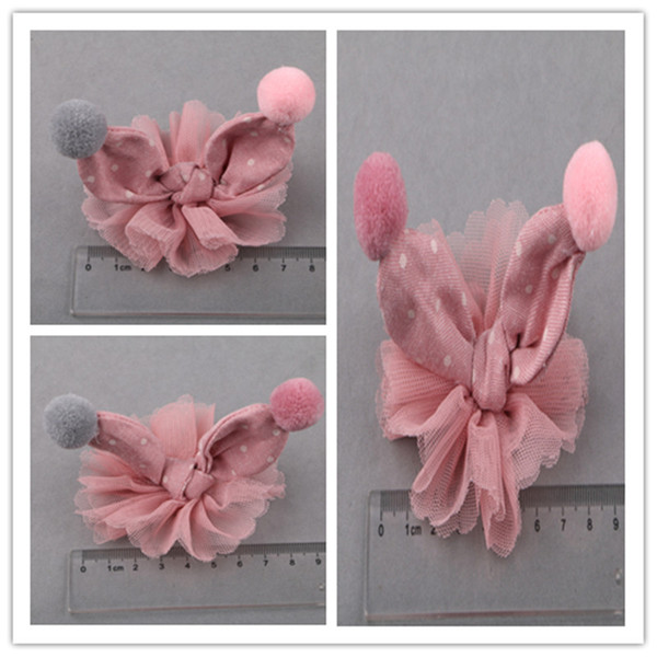 2018 Pet Cats Princess powder handmade cartoon hair ball mesh yarn rabbit hair clips Grooming Accessories Clips Hairpin Flower