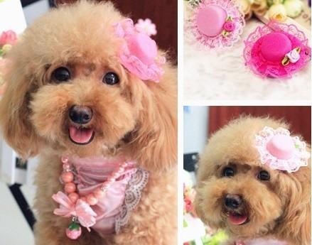 Dog Hat clip Rose Lace Cute Little Hat Hairpin Pet Dog Top-Knot Hat accessoires cat hair clip