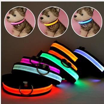 LED Nylon Pet Dog Collar Night Safety Glow Flashing Dog Cat Collar Led Luminous Small Dogs Collars USB Rechargeable 10pcs