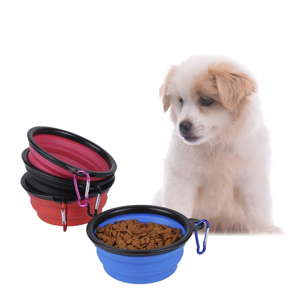 New Silicone Portable Folding Puppy Bowl Expanding Dog Cup Climbing Buckle Portable Type Pet Bowl Outdoor Pet Dog Supplies YFA04