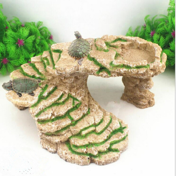 New turtle platform floating island resin climbing fish tank landscaping decorated fish and shrimp walk through to avoid permanent fade