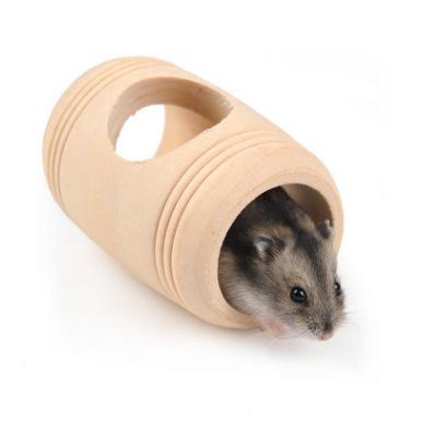 Hamster Cask Nest Small Pets Wood Wo House Cabin Wooden Hamster Toys Drum