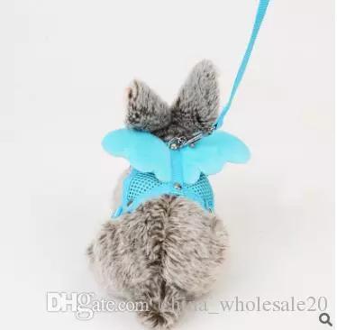 Free Shipping rabbit traction cute angel wings design bunny hamster rabbit vest harness with leash lead AQI-597