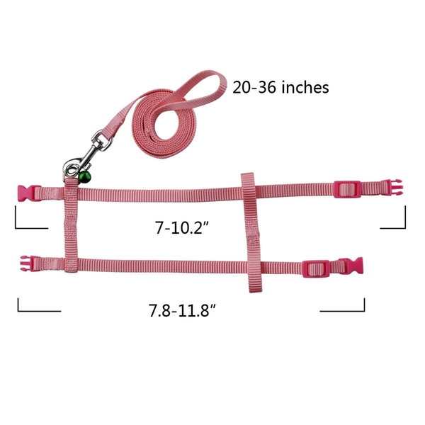 Pet Rabbit Harness Leash for Soft Nylon,Running,Walking Jogging Harness Leash with Safe Bell for Bunny, Cat, Kitten,Ferret, Puppy