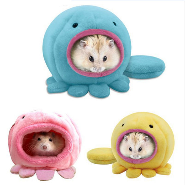 Cute Octopus Design Warm Plush Winter Hamster Mice House Cage Hanging Bed Hammock with Bed Mat Factory Suppy On Sale Wholesale