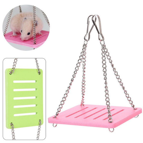 Pet Wooden Hamster Mouse Swing Hammock Toys Mayitr Small Animal Cage Hanging Seesaw Funny Toys 3 cOlors