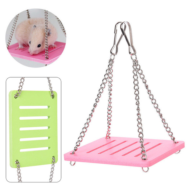 Pet Wooden Hamster Mouse Swing Hammock Toys Mayitr Small Animal Cage Hanging Seesaw Funny Toys 3 cOlors