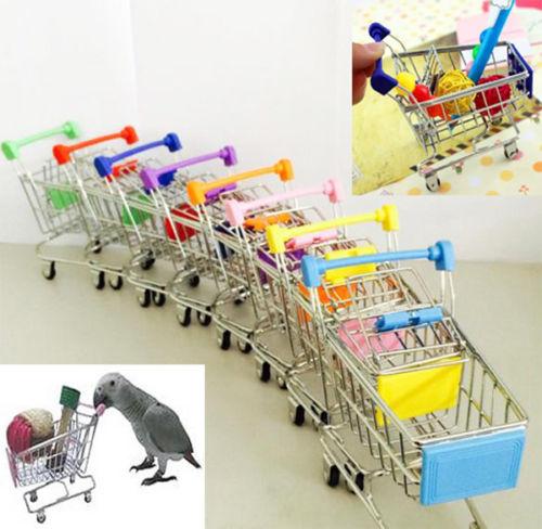 Hot Sell New Colorful Funny Mini Supermarket Shopping Cart Trolley Pet Bird Parrot Hamster Toy Wholesale