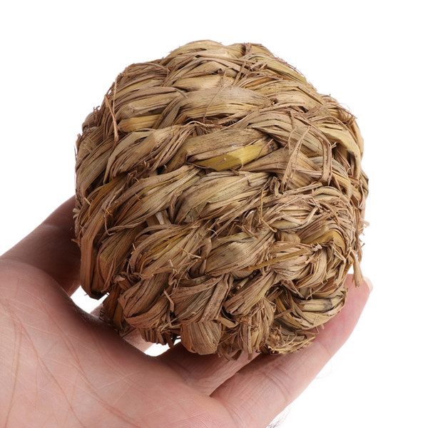 1PC 10cm Pet Chew Toy Woven Grass Ball with Bell For Rabbit Hamster Guinea Pig