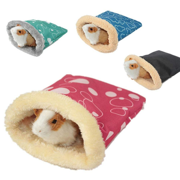 Plush Small Animal Sleeping Bag Pouch Winter Soft Warm Bed House Cage Nest for Hamster Guinea Pig Hedgehog Rat Chinchillas
