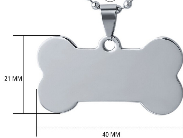 Dog/Cat Stainless Steel Laser Engraved Pet ID Cards Silver Color Necklace Pendant Log Customized