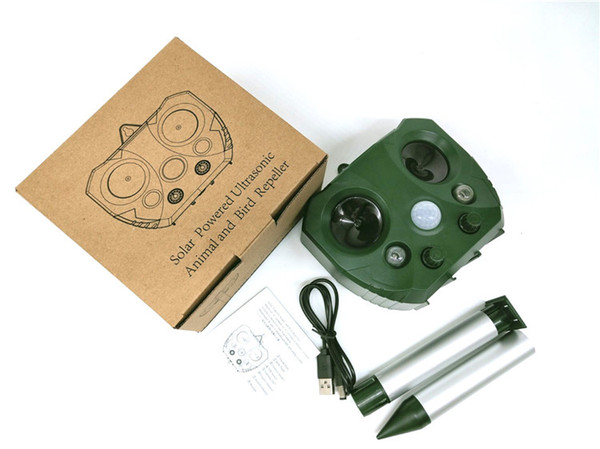 Repellent Cats, Dogs, Squirrels, Moles, Rats etc Waterproof Solar Powered-Motion Activated Animal Repeller echargeable Ultrasonic Repeller
