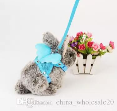 wholesale Free Shipping factory directly rabbit traction cute angel wings design bunny hamster rabbit vest harness with leash lead AJI-530