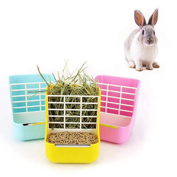 Rabbit Feeder Bowl Small Animal Supplies Rabbit Chinchillas Guinea Pig 2 In 1 Feeder Bowls Double use for Grass and Food